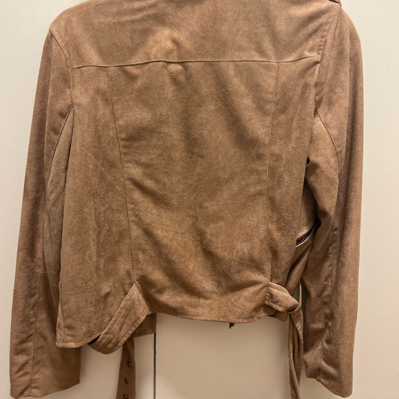 Brown Faux Suede Moto Jacket - Picture 2 of 2
